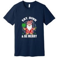 Pickleball Christmas Eat Dink And Be Merry Pickleball Santa Premium T-Shirt