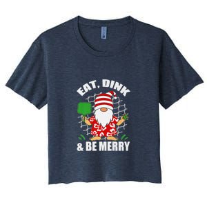 Pickleball Christmas Eat Dink And Be Merry Pickleball Santa Women's Crop Top Tee