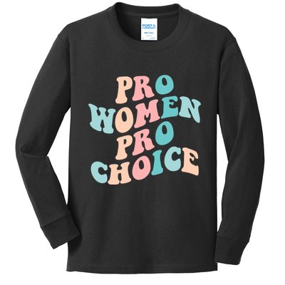 Pro Choice Equal Rights Feminist Retro Kids Long Sleeve Shirt