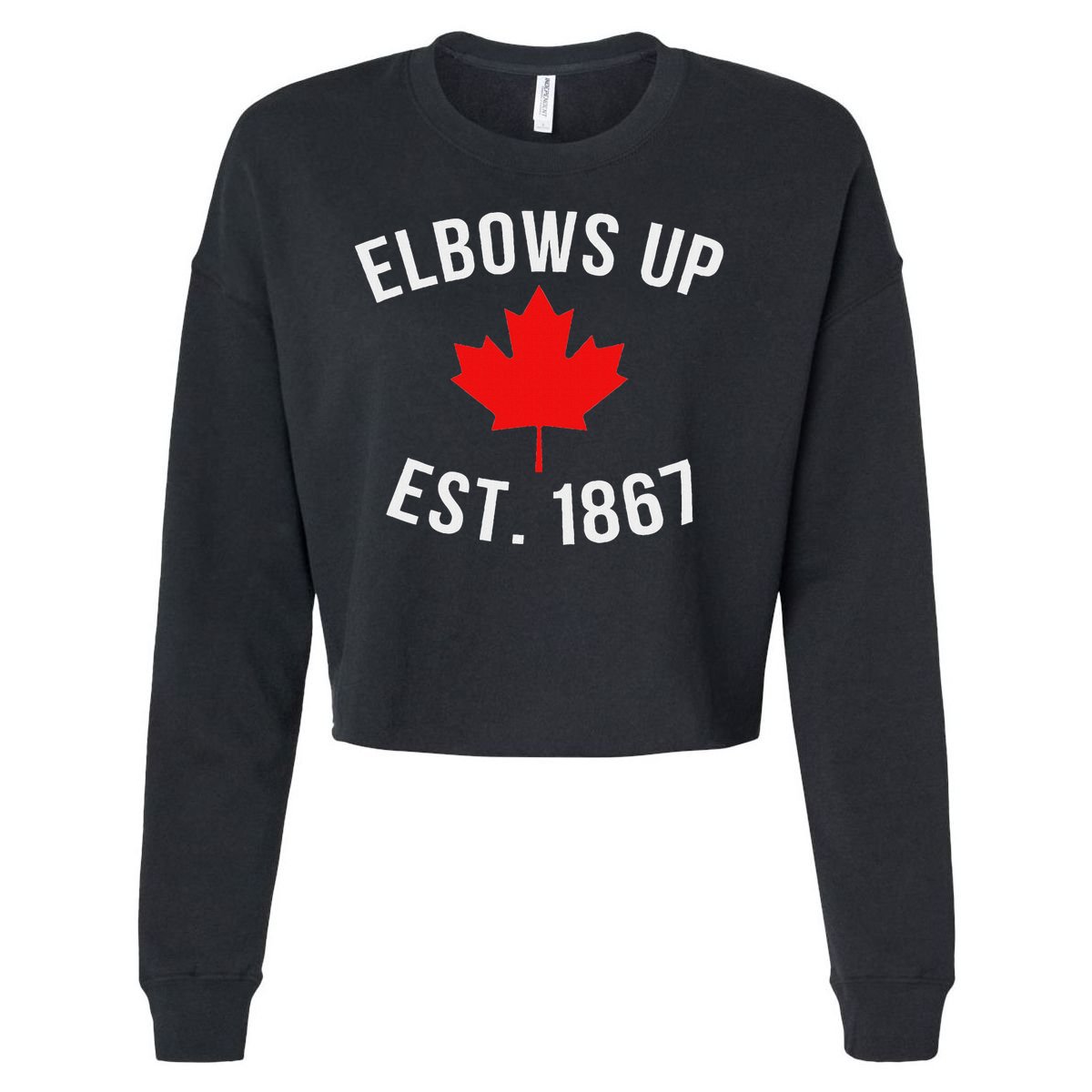 Pro Canada Elbows Up Established 1867 Cropped Pullover Crew