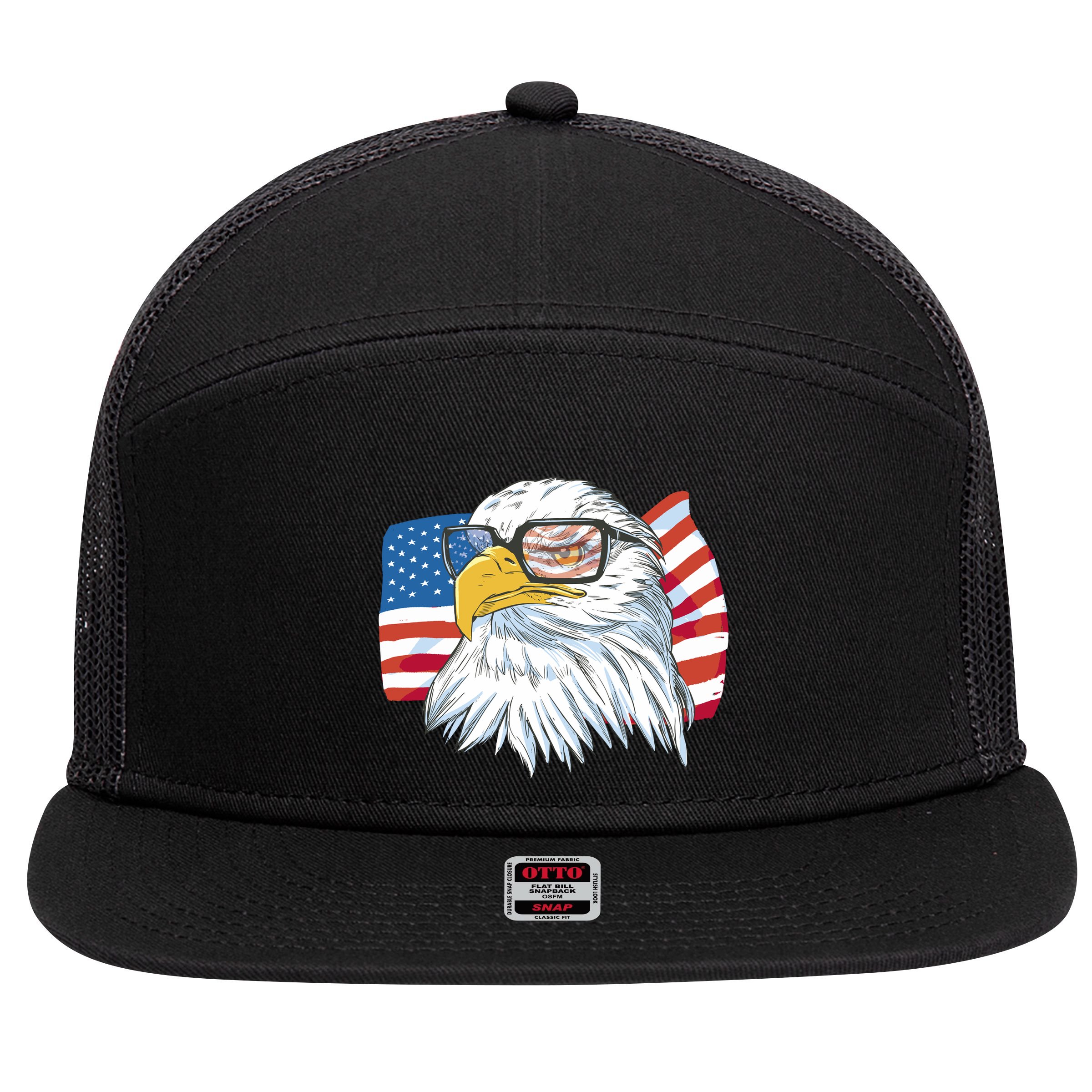 Patriot Cool Eagle USA Flag 7 Panel Mesh Trucker Snapback Hat