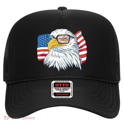 Patriot Cool Eagle USA Flag High Crown Mesh Back Trucker Hat