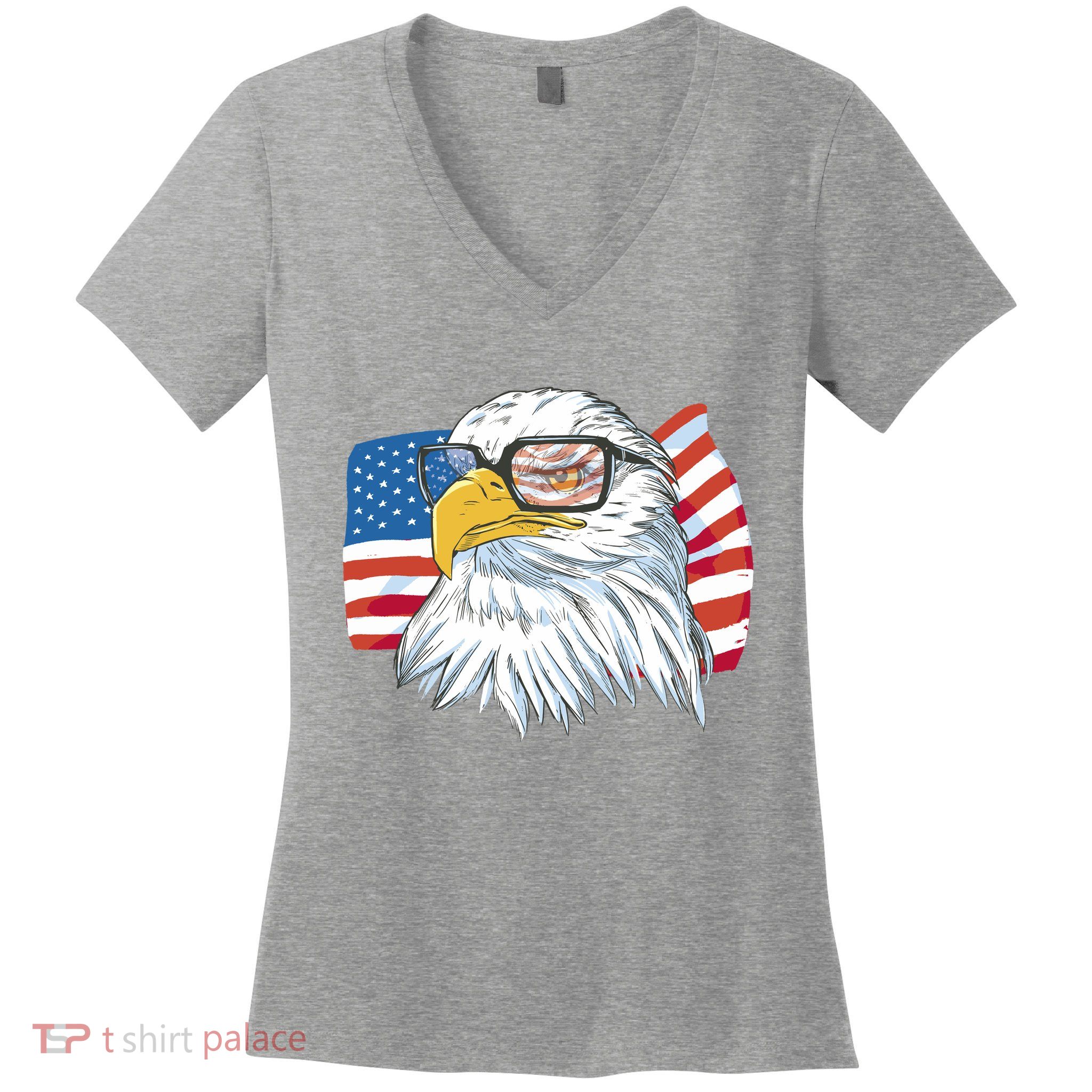 Patriot Cool Eagle USA Flag Women's V-Neck T-Shirt