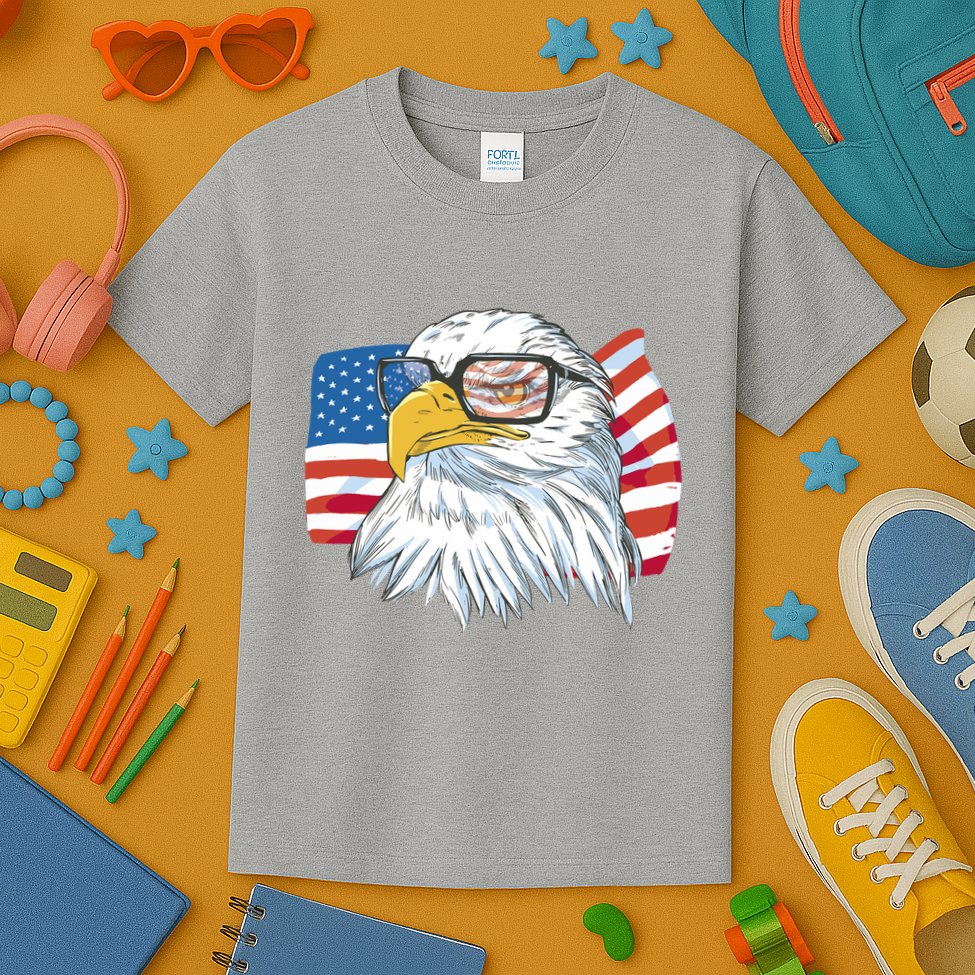 Patriot Cool Eagle USA Flag Kids T-Shirt