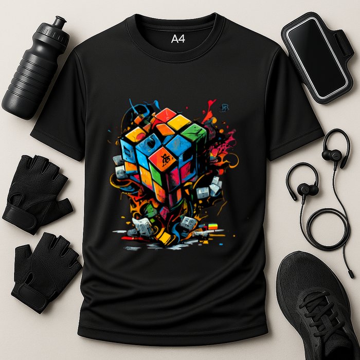 Puzzle Cube Exploding Speed Cubing 80S Vintage Math Gift Cooling Performance Crew T-Shirt