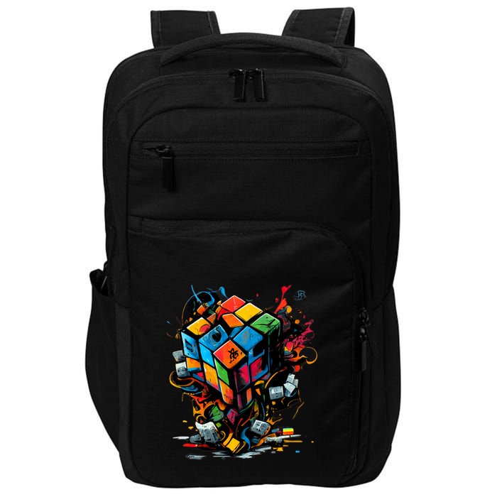 Puzzle Cube Exploding Speed Cubing 80S Vintage Math Gift Impact Tech Backpack