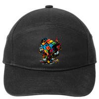 Puzzle Cube Exploding Speed Cubing 80S Vintage Math Gift 7-Panel Snapback Hat