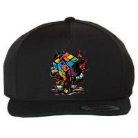 Puzzle Cube Exploding Speed Cubing 80S Vintage Math Gift Wool Snapback Cap