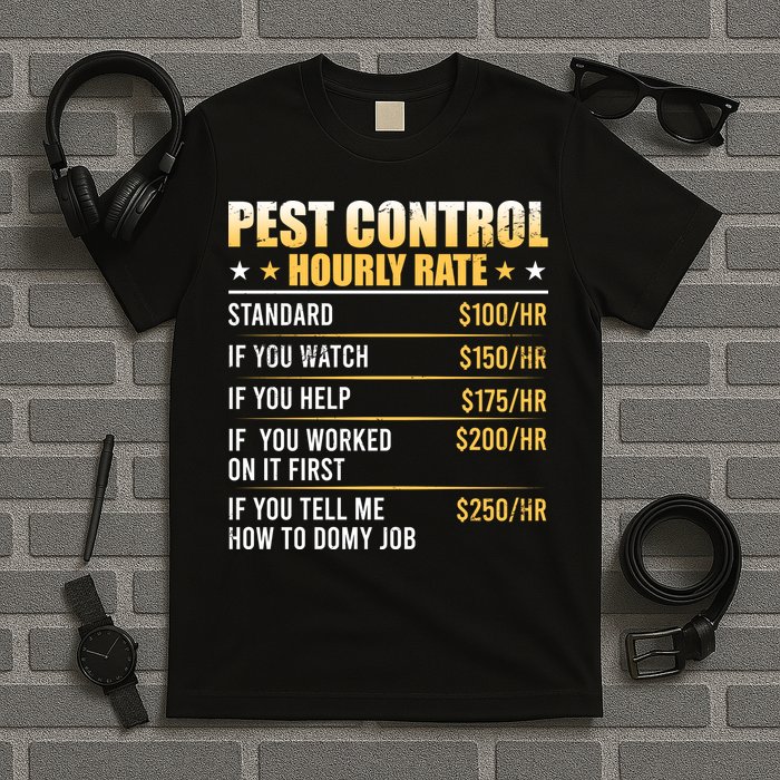 Pest Control Exterminator Pest Controller Hourly Rate T-Shirt