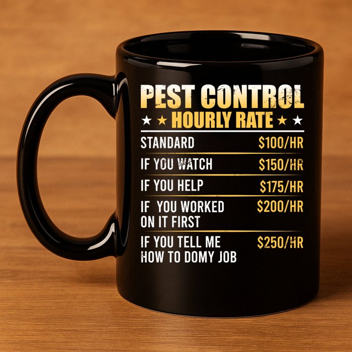 Pest Control Exterminator Pest Controller Hourly Rate 11oz C Handle Ceramic Mug