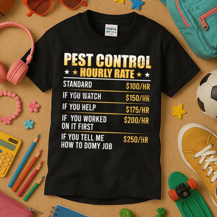 Pest Control Exterminator Pest Controller Hourly Rate Kids T-Shirt