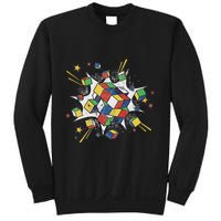 Puzzle Cube Exploding Speed Cubing 80S Vintage Math Sweatshirt