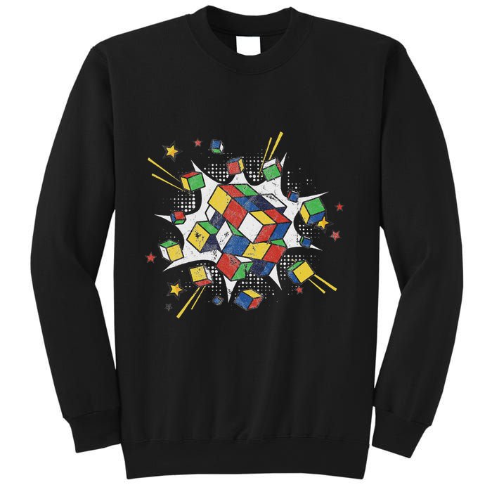 Puzzle Cube Exploding Speed Cubing 80S Vintage Math Sweatshirt