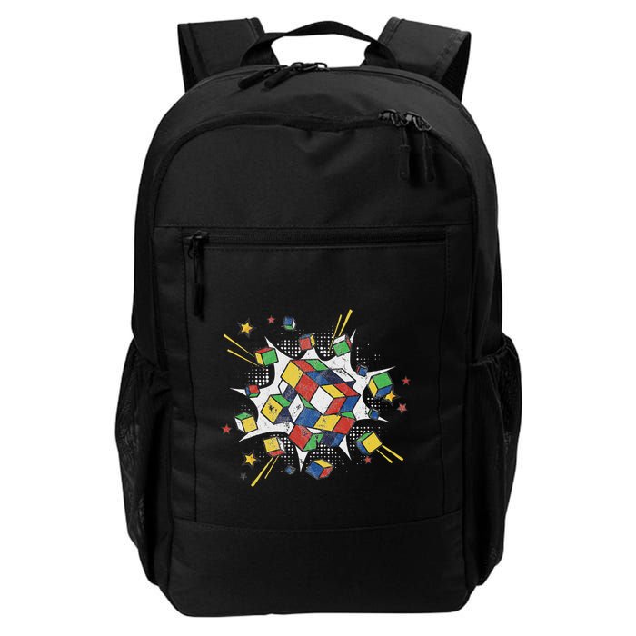 Puzzle Cube Exploding Speed Cubing 80S Vintage Math Daily Commute Backpack