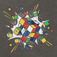 Puzzle Cube Exploding Speed Cubing 80S Vintage Math Cotton Canvas Backpack