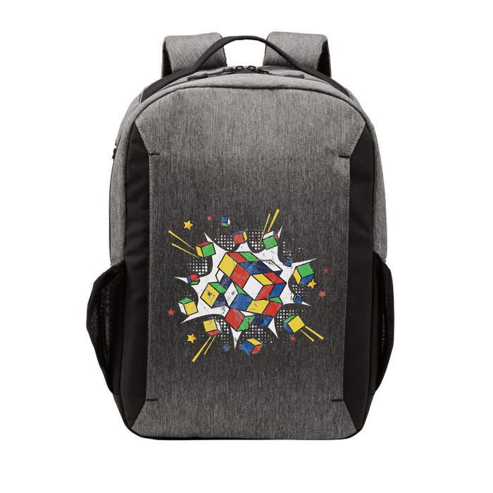 Puzzle Cube Exploding Speed Cubing 80S Vintage Math Vector Backpack