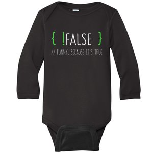 Programmer Computer Engineer Funny False Programming Coding Baby Long Sleeve Bodysuit