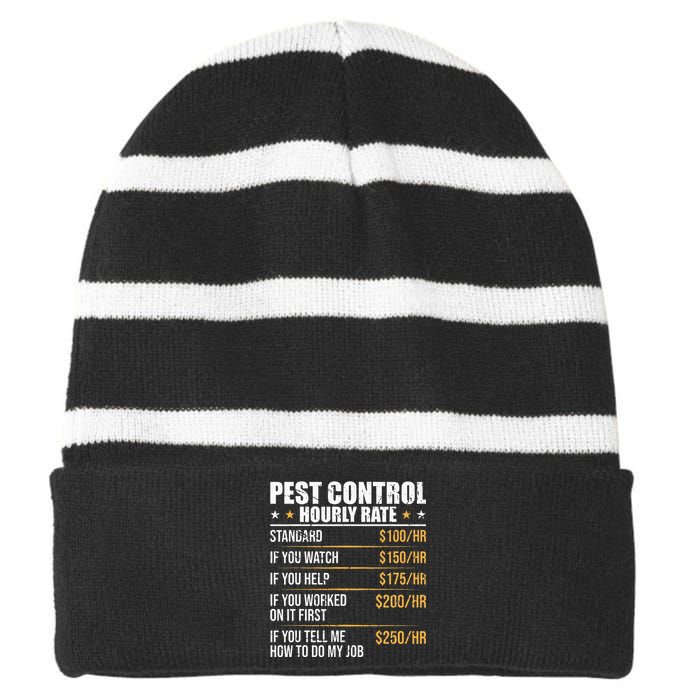 Pest Control Exterminator Pest Controller Hourly Rate Striped Beanie with Solid Band