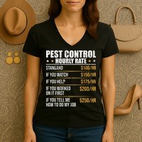Pest Control Exterminator Pest Controller Hourly Rate Women's V-Neck T-Shirt