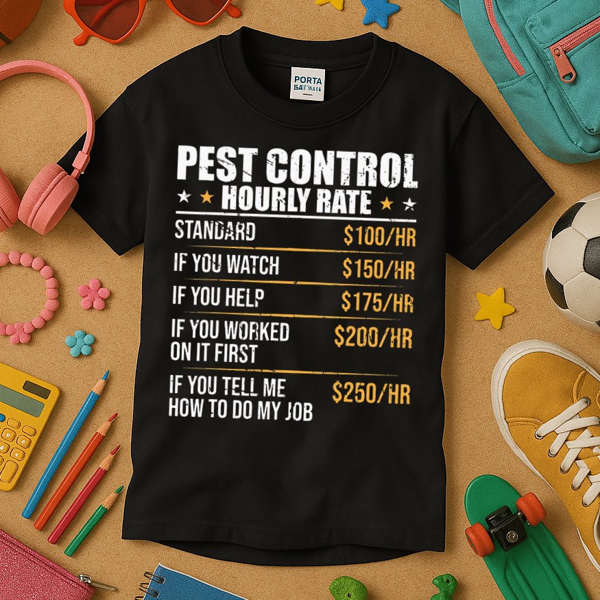 Pest Control Exterminator Pest Controller Hourly Rate Kids T-Shirt