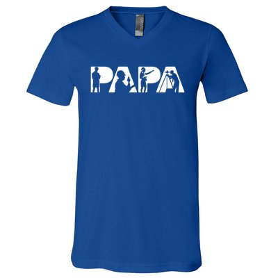 Papa Civil Engineer Dad Funny Dad Papa Cute Gift V-Neck T-Shirt