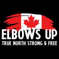 Proud Canadian Elbows Up True North Strong and Free Patriot Stripe Pom Pom Beanie
