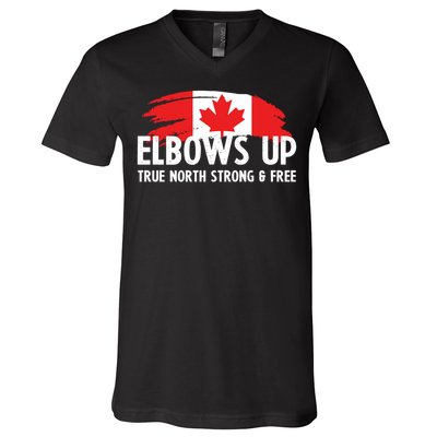 Proud Canadian Elbows Up True North Strong and Free Patriot V-Neck T-Shirt