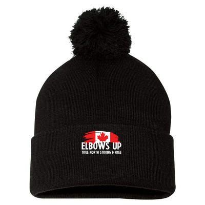 Proud Canadian Elbows Up True North Strong and Free Patriot Pom Pom 12in Knit Beanie