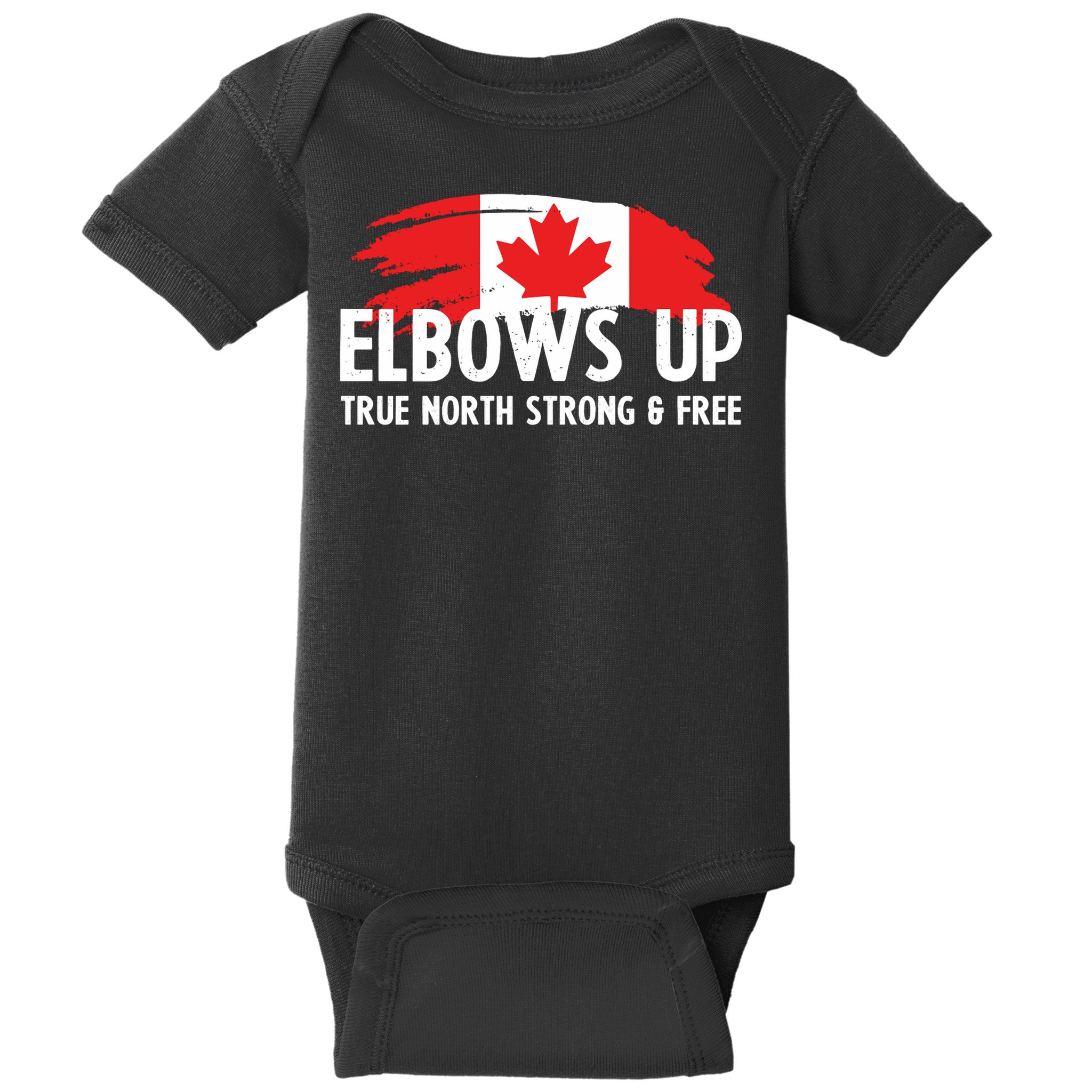 Proud Canadian Elbows Up True North Strong and Free Patriot Baby Bodysuit