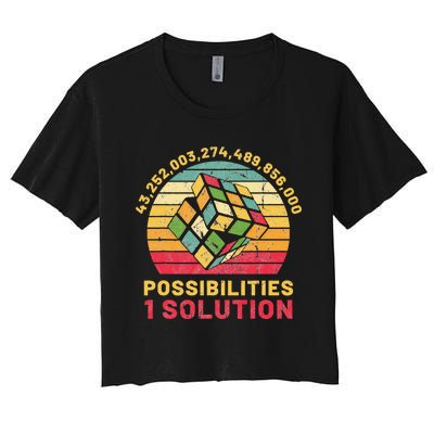 Puzzle Cube Funny One Solution Speed Cubing  Women's Crop Top Tee