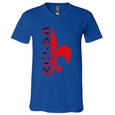 Proud Cajun Fleur Louisiana Pride State Symbol V-Neck T-Shirt