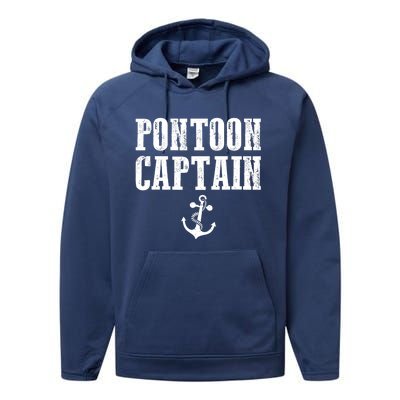 Pontoon Captain Funny Pontoon Shirt For Men And Women Performance Fleece Hoodie