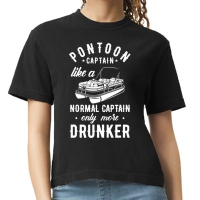 Pontoon Captain Funny Pontoon Captain Drunker Comfort Colors Boxy T-Shirt