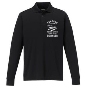 Pontoon Captain Funny Pontoon Captain Drunker Performance Long Sleeve Polo