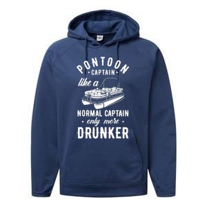 Pontoon Captain Funny Pontoon Captain Drunker Performance Fleece Hoodie