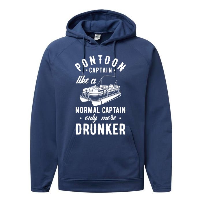 Pontoon Captain Funny Pontoon Captain Drunker Performance Fleece Hoodie