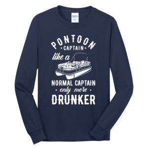 Pontoon Captain Funny Pontoon Captain Drunker Tall Long Sleeve T-Shirt