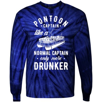 Pontoon Captain Funny Pontoon Captain Drunker Tie-Dye Long Sleeve Shirt