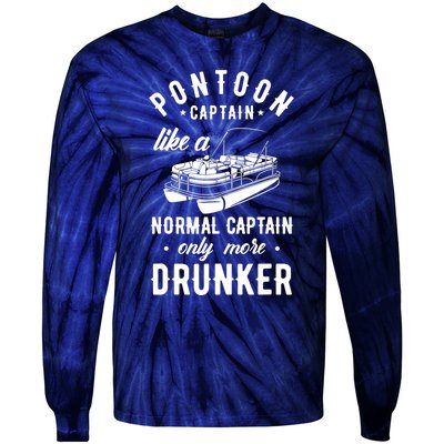 Pontoon Captain Funny Pontoon Captain Drunker Tie-Dye Long Sleeve Shirt