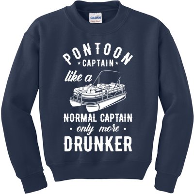 Pontoon Captain Funny Pontoon Captain Drunker Kids Sweatshirt