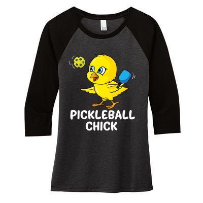 Pickleball Chick, funny pickleball Women's Tri-Blend 3/4-Sleeve Raglan Shirt