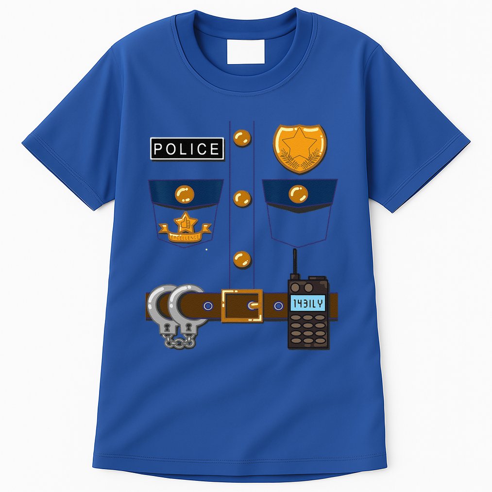 Policeman Costume Funny Halloween Police Officer Tall T-Shirt