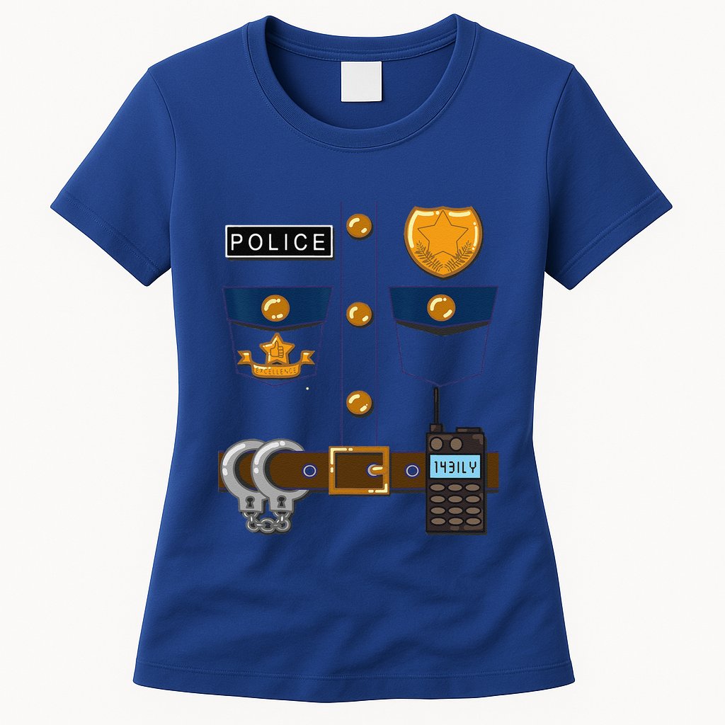 Policeman Costume Funny Halloween Police Officer Womens T-Shirt