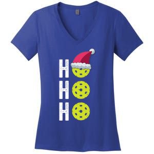 Pickleball Christmas Funny Santa Hat Holiday Ho Ho Ho Gift Women's V-Neck T-Shirt