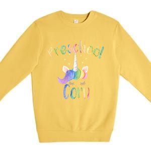 Preschool Corn Fun Unicorn Preschool Teacher Back To School Great Gift Premium Crewneck Sweatshirt