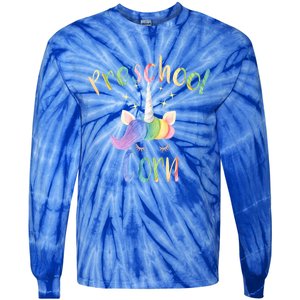 Preschool Corn Fun Unicorn Preschool Teacher Back To School Great Gift Tie-Dye Long Sleeve Shirt