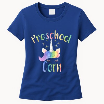 Preschool Corn Fun Unicorn Preschool Teacher Back To School Great Gift Womens T-Shirt