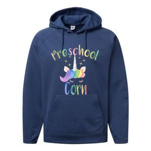 Preschool Corn Fun Unicorn Preschool Teacher Back To School Great Gift Performance Fleece Hoodie