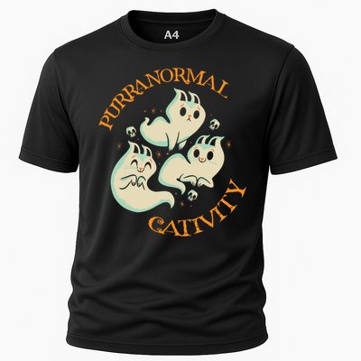 Purranormal Cativity Funny Halloween Costume Ghost Cats Gift Cooling Performance Crew T-Shirt