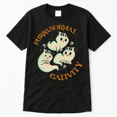 Purranormal Cativity Funny Halloween Costume Ghost Cats Gift Tall T-Shirt